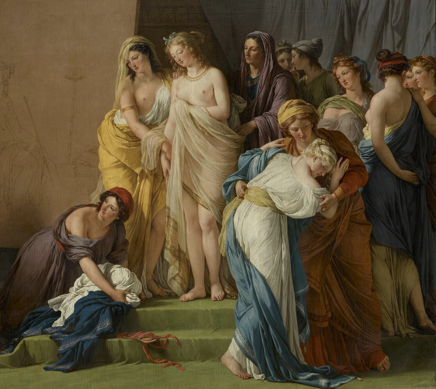 Giove sceglie i suoi modelli per l'immagine di Elena tra le ragazze di Crotone - Louvre, Parigi, dettaglio 1